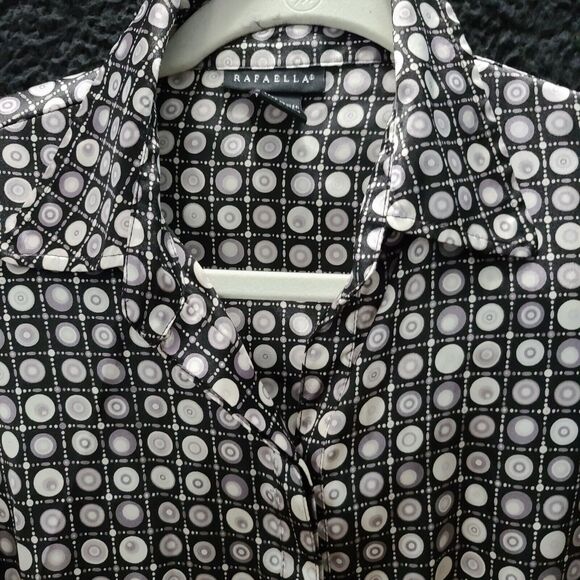 Rafaella Womens Button Down Blouse Multi-Color Size 6 100% Polyester Long Sleeve - Picture 8 of 12